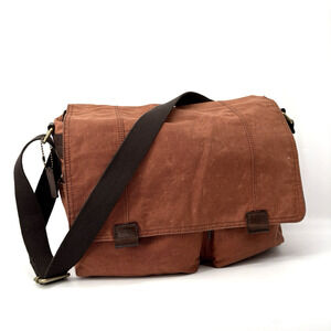 Fossil Tan Messenger Bag with Dark Brown Strap